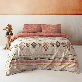 Ceglasto-beżowa bawełniana pościel jednoosobowa 140x200 cm Felix – Mijolnir