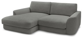 Ciemnoszary narożnik z materiału bouclé (lewostronny/z szezlongiem) Leonore – Bobochic Paris