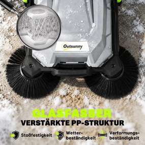 Outsunny Zamiatarka ręczna o szerokości zamiatania 68 cm, pojemnik na zabrudzenia 24 L, regulowany składany uchwyt 3-szczotkowy system zamiatania | Aosom PL