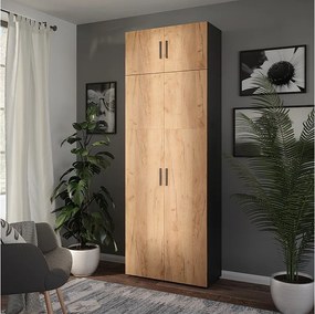 Szafka uniwersalna antracyt/złoty dąb 80x37x223.8 ingo