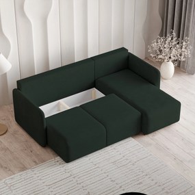 Masseno Narożnik SUVINO z funkcją spania i pojemnikiem na pościel Narozniki L, Rozkładana sofa - Zielony, NEVE 37