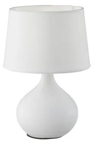 Biała lampa stołowa z ceramiki i tkaniny Trio Martin, wys. 29 cm