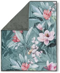Zielony koc dwustronny Descanso Parler, 130x160 cm