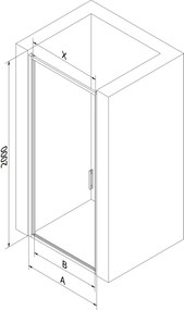 Mexen Exo-B drzwi prysznicowe uchylne 80 cm, transparent, czarne - 817-080-000-70-00