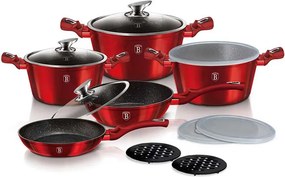 Czerwony zestaw garnków z systemem turbo induction 13 sztuk G4-H81