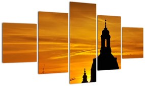 Obraz kościoła o zachodzie słońca (125x70 cm)