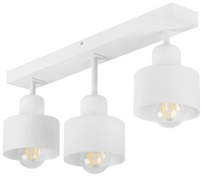 Biała lampa sufitowa, trzypunktowy spot DWE50x7WE z drewna i metalu E2