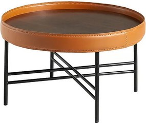 Okrągły stolik kawowy ze skóry ekologicznej, orzecha włoskiego i czarnej stali 2058 ANGEL CERDA