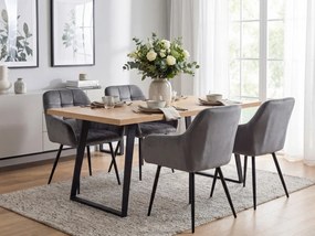 Szare krzesło jadalniane MARLEN VELVET z czarnymi nogami