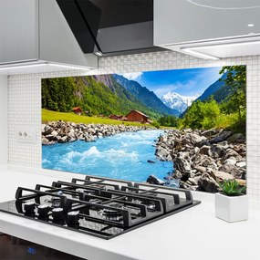 Panel Szklany Kręta Rzeka w Górskiej Dolinie