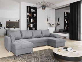 Masseno Narożnik NAKO z funkcją spania i pojemnikiem na pościel Narozniki U, Rozkładana sofa - Jasnoszary, MONOLITH 84
