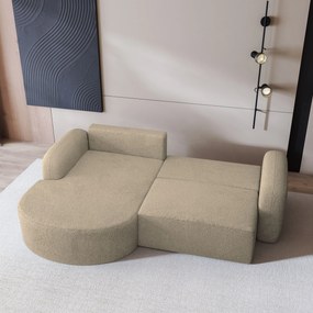 Masseno Narożnik AMILIA z funkcją spania i pojemnikiem na pościel Narozniki L, Rozkładana sofa - Beżowy, QUELLE 05