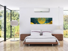 Obraz - Abstrakcja, złoty krajobraz (170x50 cm)