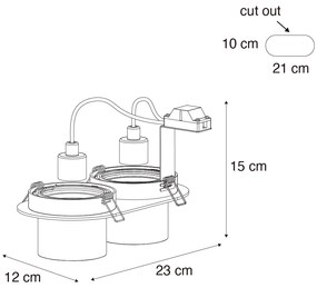 Set van 6 inbouwspots wit GU10 70mm kantelbaar 2-lichts - Installa Nowoczesny Oswietlenie wewnetrzne