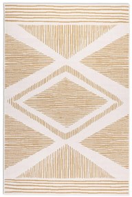Dywan dwustronny zewnętrzny Gemini romby złoto-kremowy 160 cm x 230 cm
