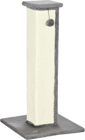 PawHut Drapak dla kotów, z piłeczką do zabawy, plusz, sizal, 41 cm x 41 cm x 81 cm, Krem + Szary