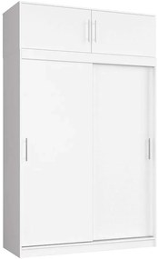 Biała szafa z nadstawką i przesuwnymi drzwiczkami N6-H95