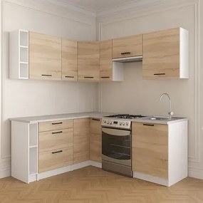 Nowoczesne meble kuchenne dąb artisan + biały - Voku