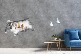 Dziura 3d fototapeta naklejka Ptaki na gałęzi