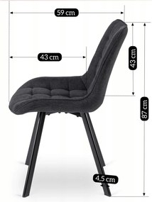 Krzesło Tapicerowane do Salonu RICK 2 Czarne Nowoczesne Loft