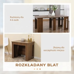 HOMCOM Stół rozkładany do jadalni nowoczesny stół kuchenny 180x85x75 cm kolor brązowy | Aosom PL
