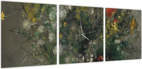Obraz - Auguste Renoir,  Flowers in a Vase, reprodukcje (z zegarem) (90x30 cm)