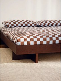 Łóżko dwuosobowe z płyty MDF w dekorze dębu bez zagłówka ze stelażem 180x200 cm w naturalnym kolorze Kito – noo.ma