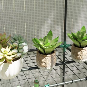 Outsunny Mini szklarnia z 3-poziomową półką, osłona z plastiku, odporna na UV, przenośna, drzwi rolowane, 144 x 48 x 152 cm, Biała