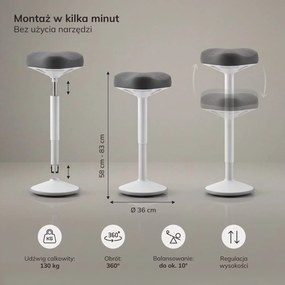 Stołek balansujący, ergonomiczny do biurka Jan Nowak obrotowy, czarny