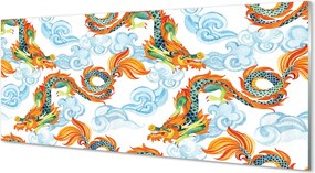 Szkło do Kuchni na Ścianę Tradycyjne Smoki Japońskie