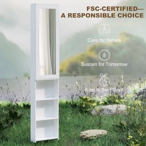 HOMCOM Składana szafka na deskę do prasowania z drzwiami, wewnętrznymi półkami, lustrem. Oszczędzająca miejsce stacja do prasowania 106x35x174 cm biała | Aosom PL