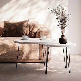 Stolik kawowy okrągły LAPP zestaw Ø50 + Ø68 cm Biały