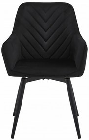 Obrotowy fotel jadalniany NANA360 VELVET, czarny