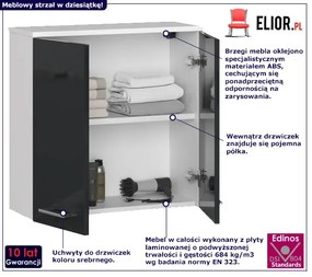 Wisząca szafka łazienkowa biały + grafit połysk - Zofix 4X