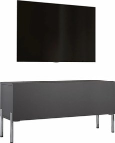 Antracytowa szafka RTV, chromowane nogi, 100 x 52 x 32 cm