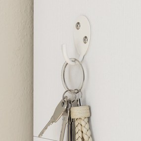 HOMCOM Wieszak z półką, ławką, hakami, schowkami na buty, płyta wiórowa, MDF, Biały