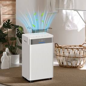 HOMCOM Osuszacz powietrza, zbiornik 4,5 litra, 24-godzinny timer, wyświetlacz LED, tworzywo sztuczne, biały