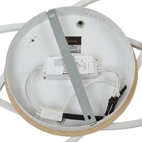 Lampa sufitowa biała z drewnem, w zestawie LED, 3-stopniowa regulacja ściemniania, 2-źródła światła - Kane
