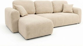 Stylowy narożnik rozkładany lewostronny BINGO L 245x148x87 cm w tkaninie Pop 6 kremowej