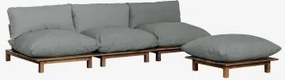 Trzyczęściowa Modułowa Sofa Ogrodowa Z Rozkładanym Fotelem I Pufą Z Drewna Akacjowego Brina Gris Antracita - Sklum