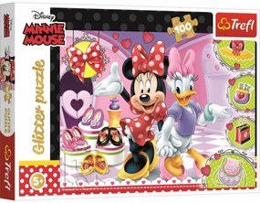 Trefl Glitter Puzzle Minnie i Daisy, 100 elementów