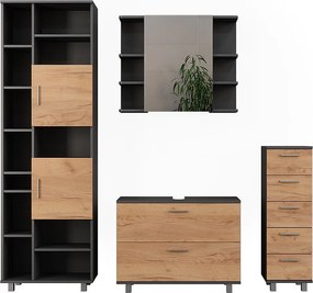 Zestaw mebli łazienkowych złoty dąb power/antracyt 80.2x33x60.8 ilias