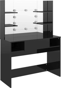 Czarna toaletka z lustrem z żarówkami led S8-K89