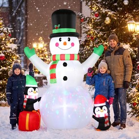 Outsunny Nadmuchiwany świąteczny bałwan, 243 cm, z kolorowym oświetleniem LED, na zewnątrz | Aosom PL