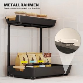 HOMCOM Regał kuchenny, regulowany, z 2 koszami, bar kawowy 40 x 30 x 33,5-42 cm