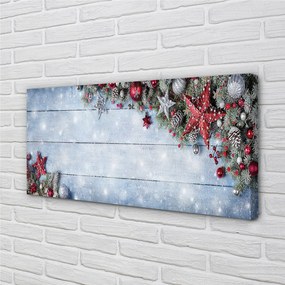 Obraz drukowany na płótnie Bombki, Szyszki i Deski