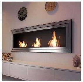 JULIET/1800/TUV - Wbudowany bio-kominek JULIET 65x180 cm 3x2,5kW chrom