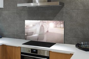 Panel szklany do Kuchni Srebrny Samochód na Miejskiej Ulicy