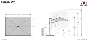 ACTIVE 310 x 210 cm - nowoczesny parasol z boczną nogą : Substancja Desen - 833