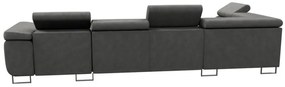 Duża sofa narożna z regulowanymi zagłówkami i pojemnikiem na pościel, złoty/musztardowy, Aspen U, lewy